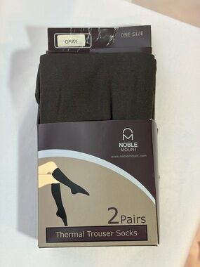 NWT NOBLE MOUNT Thermal Trouser Socks 2 Pairs in Gray One Size